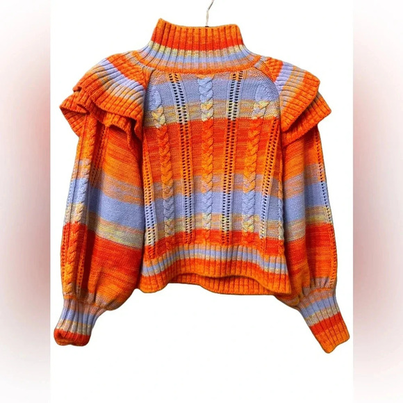 Something Navy Sweaters - SOMETHING NAVY MULTI COLOR RUFFLE MOCK NECK SWEATER SIZE XS